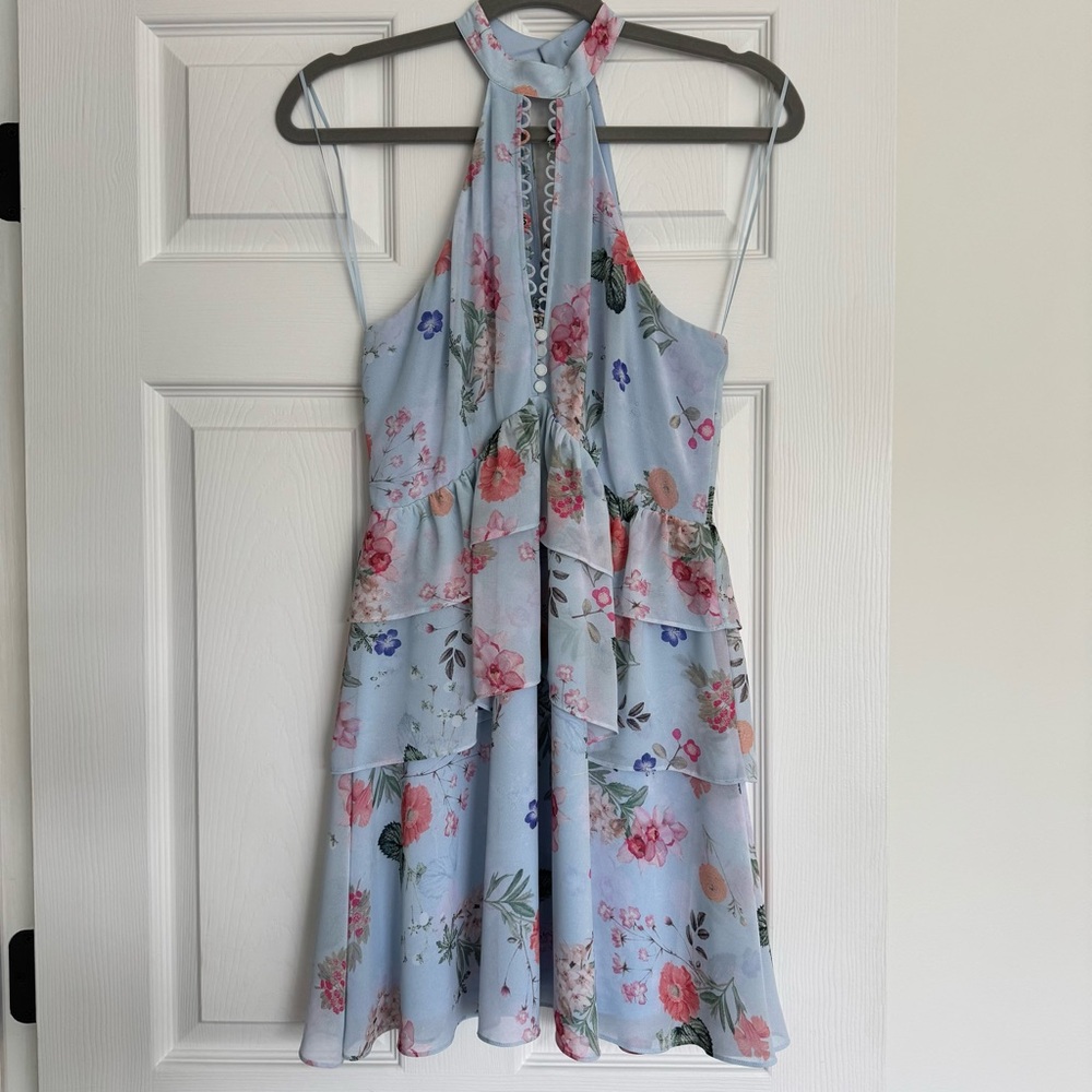 Express Light Blue Floral Dress